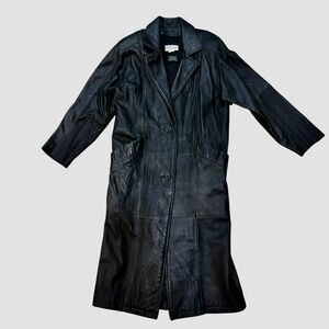 Leather Trench Coat Small Long Black Dupont Thermolite Women's Bloomingdales